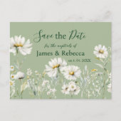 Daisy Sage & Botanical Wedding Save the Date Postkarte (Vorderseite)