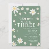 Daisy Sage Green Kindergeburtstag Einladung (Vorderseite)