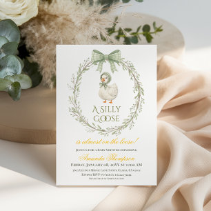 Daisy Sage Grün Neutrale Silly Goose Babyparty Einladung