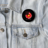 Daisy-Schmetterling rotes Band Herzkrankheit-Bewus Button (Beispiel)