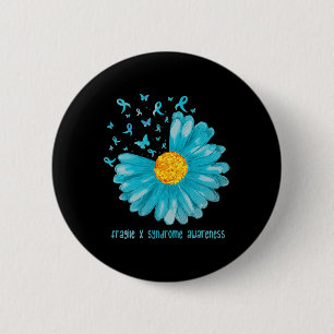 Daisy Schmetterling Türkisband Fragiles-X-Syndrom Button