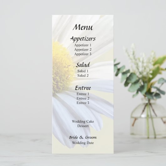 Daisy Shadow und Light Menükarte (Stehend Vorderseite)