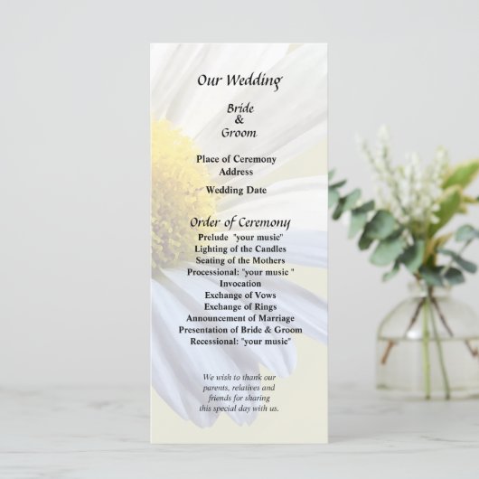 Daisy Shadow und Light Wedding Supplies Programm (Stehend Vorderseite)