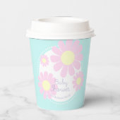 Daisy Simple Baby Shower Blue Pappbecher (Rückseite)