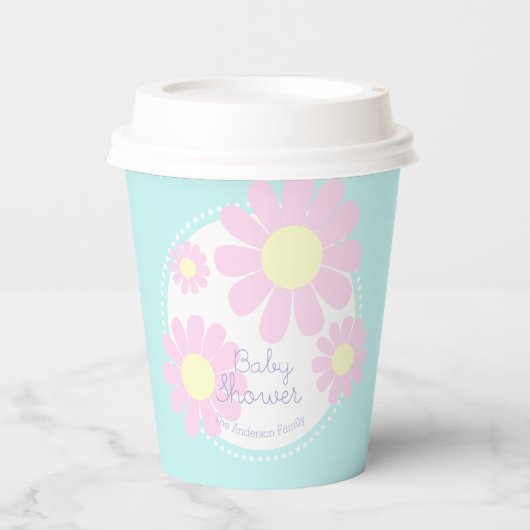 Daisy Simple Baby Shower Blue Pappbecher (Vorderseite)