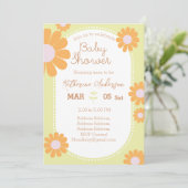 Daisy Simple Baby Shower Pastel Green Einladung (Stehend Vorderseite)