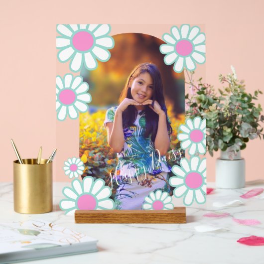 Daisy Simple Blue Foto Acrylschild (Hochzeit)