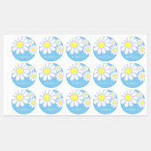 Daisy Simple Blue Monogram Etiketten (Blatt)