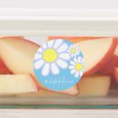 Daisy Simple Blue Monogram Etiketten (Befestigt)