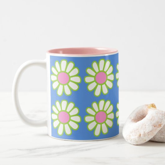 Daisy Simple Blue Zweifarbige Tasse (Mit Donut)