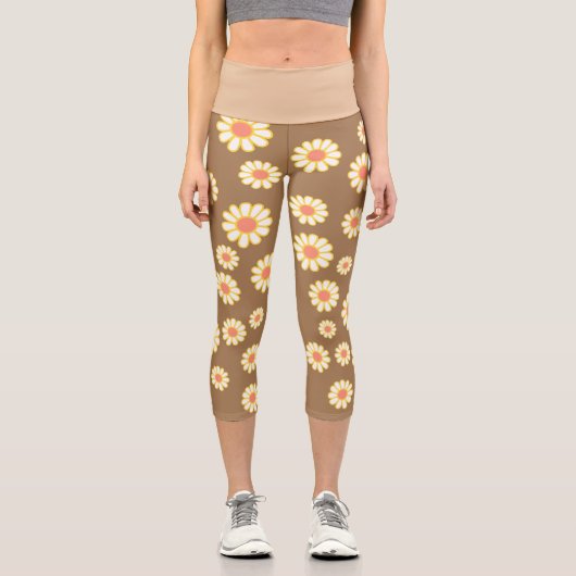 Daisy Simple Brown Capri Leggings (Vorderseite)