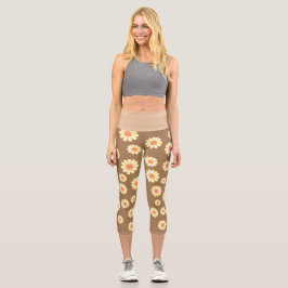 Daisy Simple Brown Capri Leggings