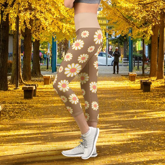 Daisy Simple Brown Capri Leggings
