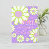 Daisy Simple Lila Birthday Einladung (Stehend Vorderseite)