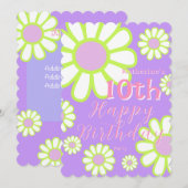 Daisy Simple Lila Birthday Einladung (Vorne/Hinten)