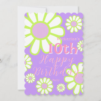 Daisy Simple Lila Birthday Einladung
