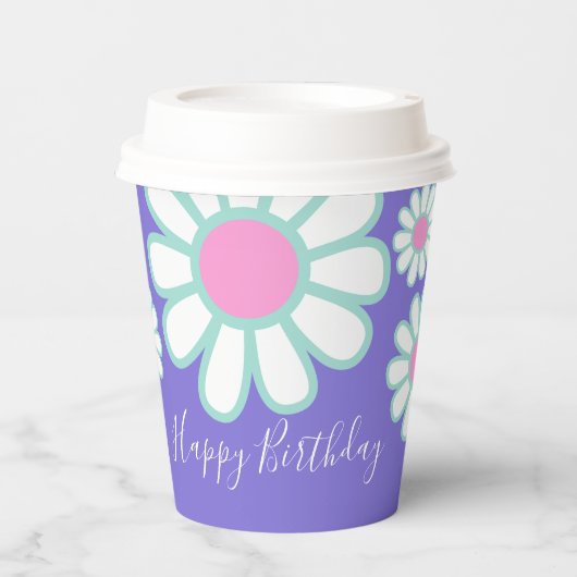 Daisy Simple Lila Pappbecher (Vorderseite)