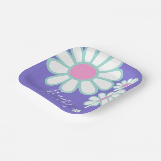 Daisy Simple Lila Pappteller (Gewinkelt)