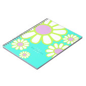 Daisy Simple Monogram Aqua Notizblock (Linke Seite)