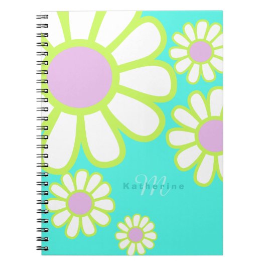 Daisy Simple Monogram Aqua Notizblock (Vorderseite)