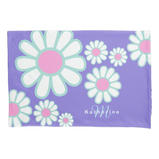 Daisy Simple Monogram Lila Kissenbezug (Vorderseite)
