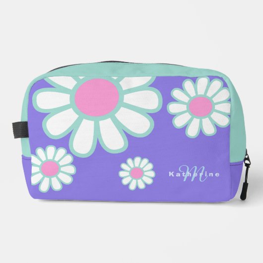 Daisy Simple Monogram Lila Waschbeutel (Vorderseite)
