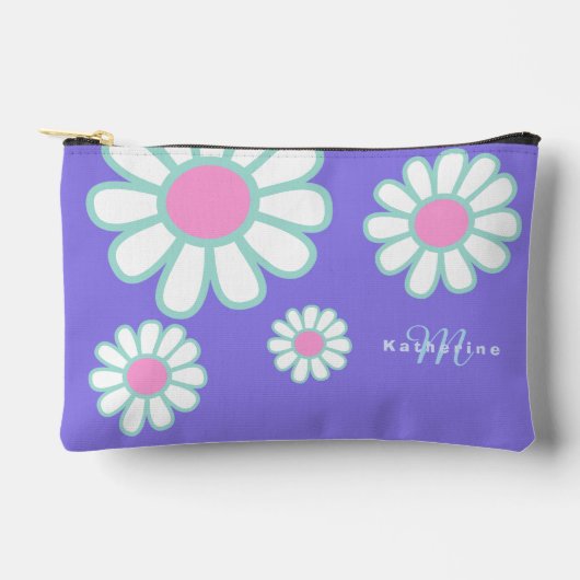Daisy Simple Monogram Lila Zubehörtasche (Vorderseite)