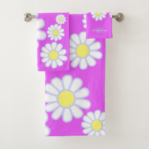 Daisy Simple Monogram Violet Badhandtuch Set
