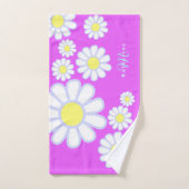 Daisy Simple Monogram Violet Badhandtuch Set (Handtuch)