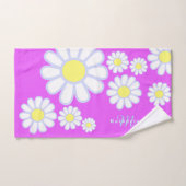 Daisy Simple Monogram Violet Badhandtuch Set (Handtuch)