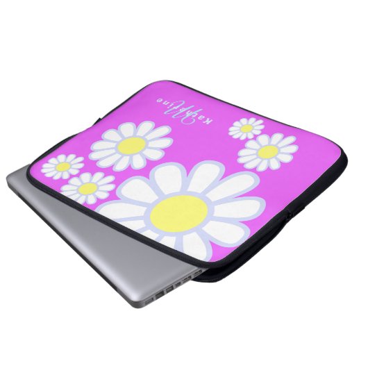 Daisy Simple Monogram Violet Laptopschutzhülle (Vorne Knopf)