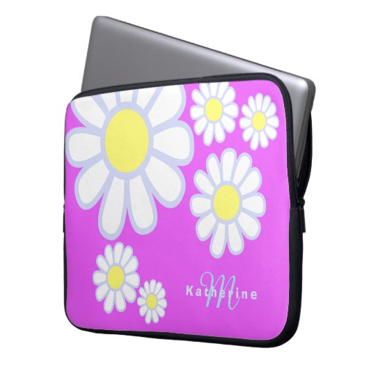 Daisy Simple Monogram Violet Laptopschutzhülle (Vorderseite Links)