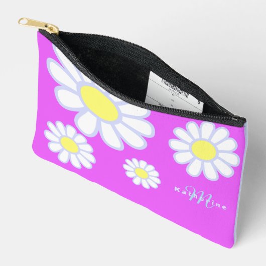 Daisy Simple Monogram Violet Zubehörtasche (Offen)