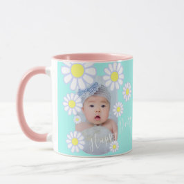 Daisy Simple Pastel Aqua Foto Baby Tasse
