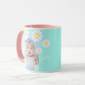 Daisy Simple Pastel Aqua Foto Baby Tasse (Vorderseite Links)