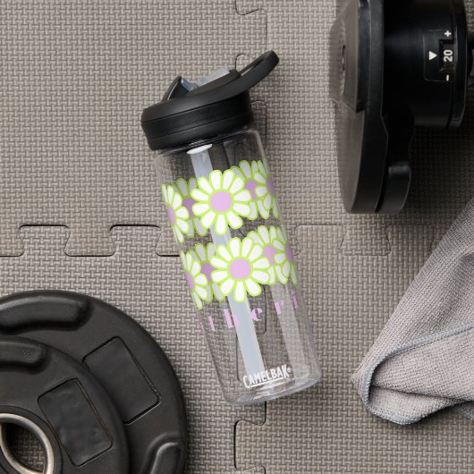Daisy Simple Pink White Trinkflasche (Fitnessstudio)