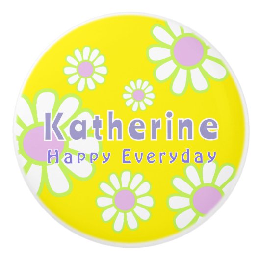 Daisy Simple Yellow Keramikknauf (Vorderseite)