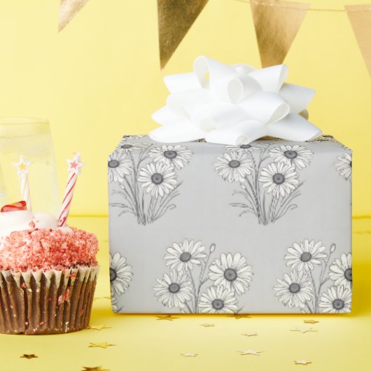 Daisy Sketch auf Grau Geschenkpapier (Geburtstagsparty)