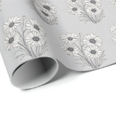 Daisy Sketch auf Grau Geschenkpapier (Rolleneckpunkt)