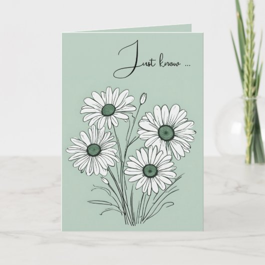 Daisy Sketch über grünes Denken Karte (Vorderseite)