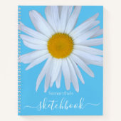 Daisy Sketchbook Blue White Script Notebook Notizblock (Vorderseite)