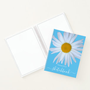 Daisy Sketchbook Blue White Script Notebook Notizblock