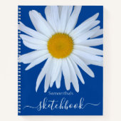 Daisy Sketchbook Blue White Script Notebook Notizblock (Vorderseite)