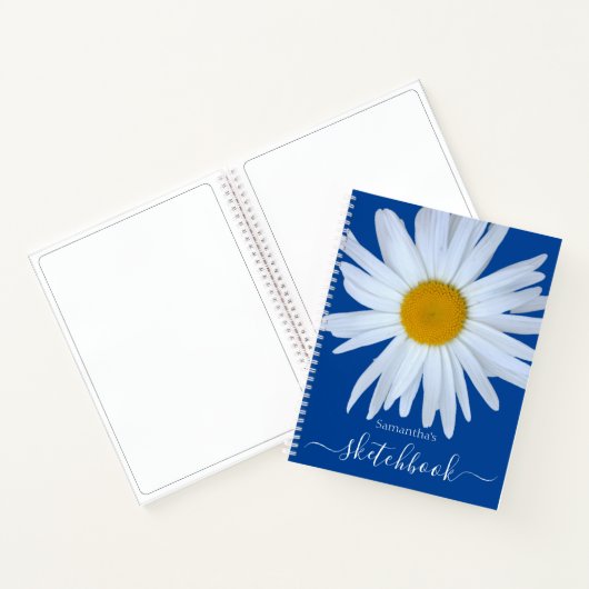 Daisy Sketchbook Blue White Script Notebook Notizblock (Innenseite)