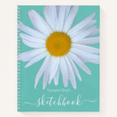 Daisy Sketchbook Green White Script Notebook Notizblock (Vorderseite)