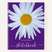 Daisy Sketchbook Lila White Script Notebook Notizblock (Vorderseite)
