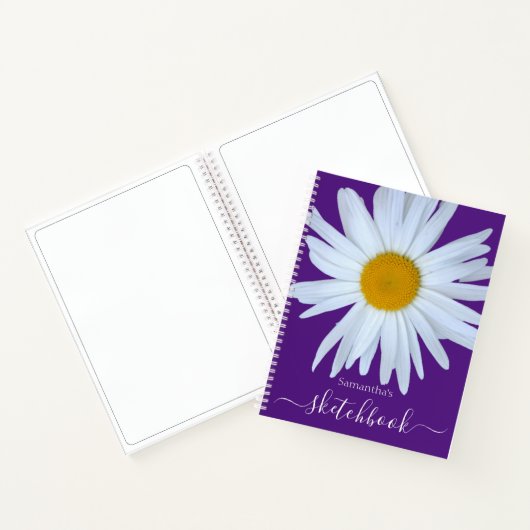 Daisy Sketchbook Lila White Script Notebook Notizblock (Innenseite)