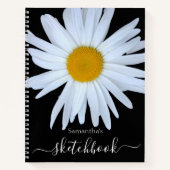 Daisy Sketchbook Schwarz-weißes Script-Notebook Notizblock (Vorderseite)