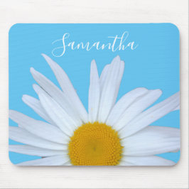 Daisy Sky Blue Elegantes White Script Mousepad