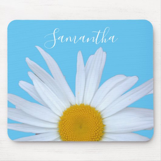 Daisy Sky Blue Elegantes White Script Mousepad (Vorne)